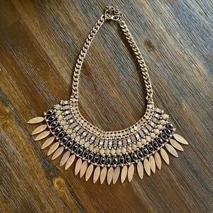 Elegant Gold and Black Statement Necklace
